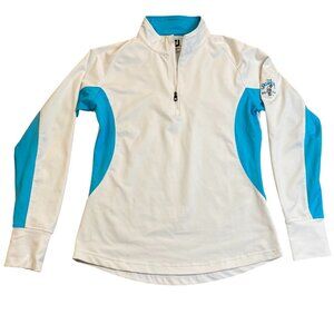 Footjoy Women's Long Sleeve 1/4 Zip Golf Pullover Medium White & Blue Nylon/Span